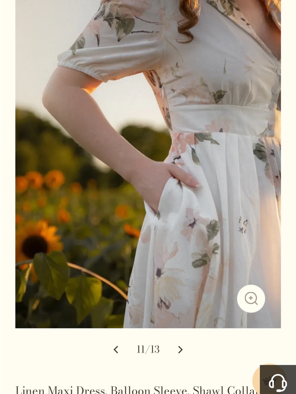 NWT Chillinen White Bird Floral Linen Dress with Puff Sleeves size L - Picture 11 of 15